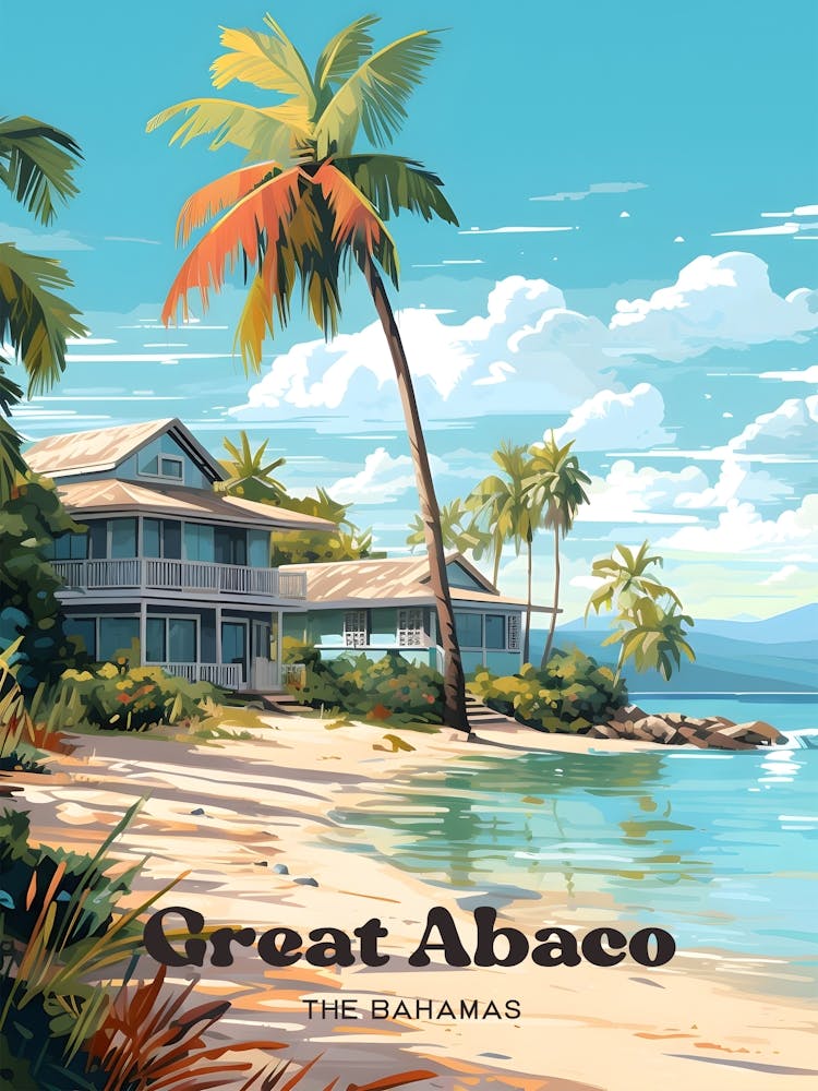 Great Abaco Island Modern Travel Art Illustration