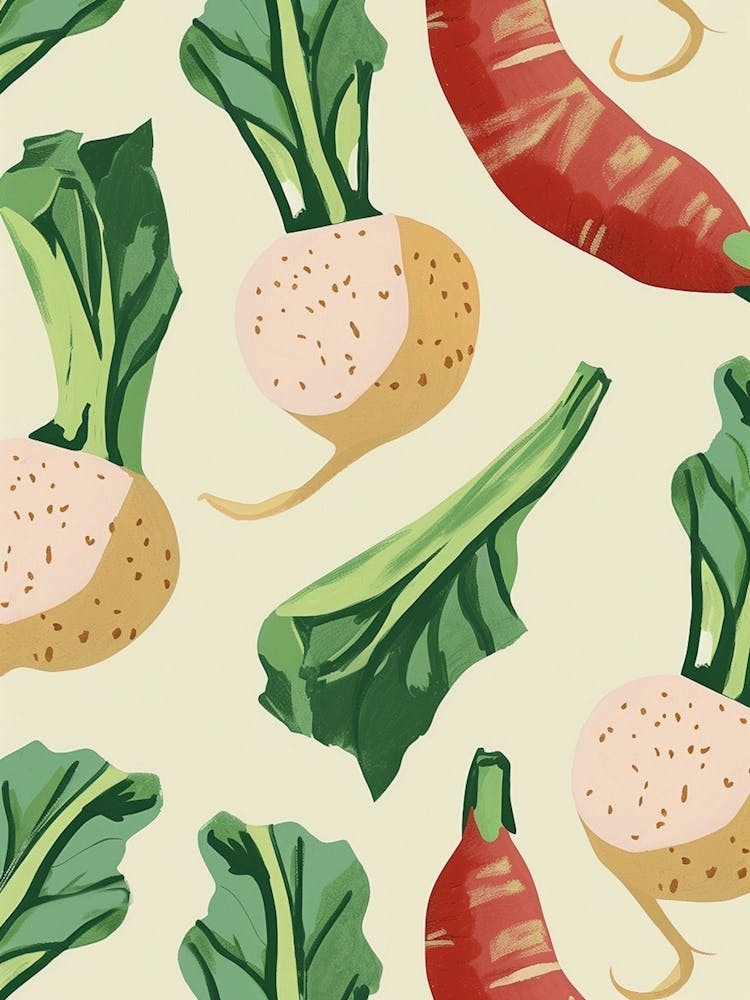 Turnip Root Vegetable Pattern Illustration 2