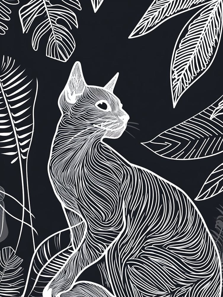 Balinese Cat Minimalist Illustration 4