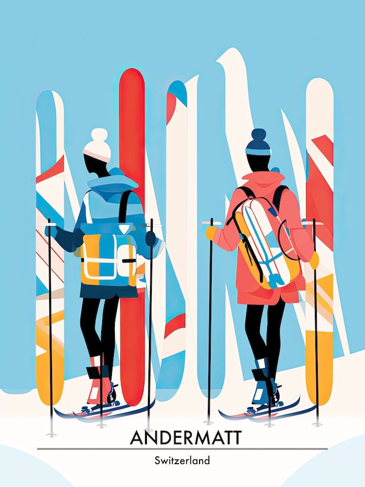 Andermatt   Switzerland Ski Resort Poster Illustration 2