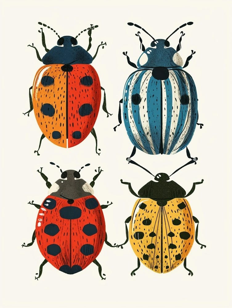 Farbenfrohe Insektenillustration Marienkäfer 3