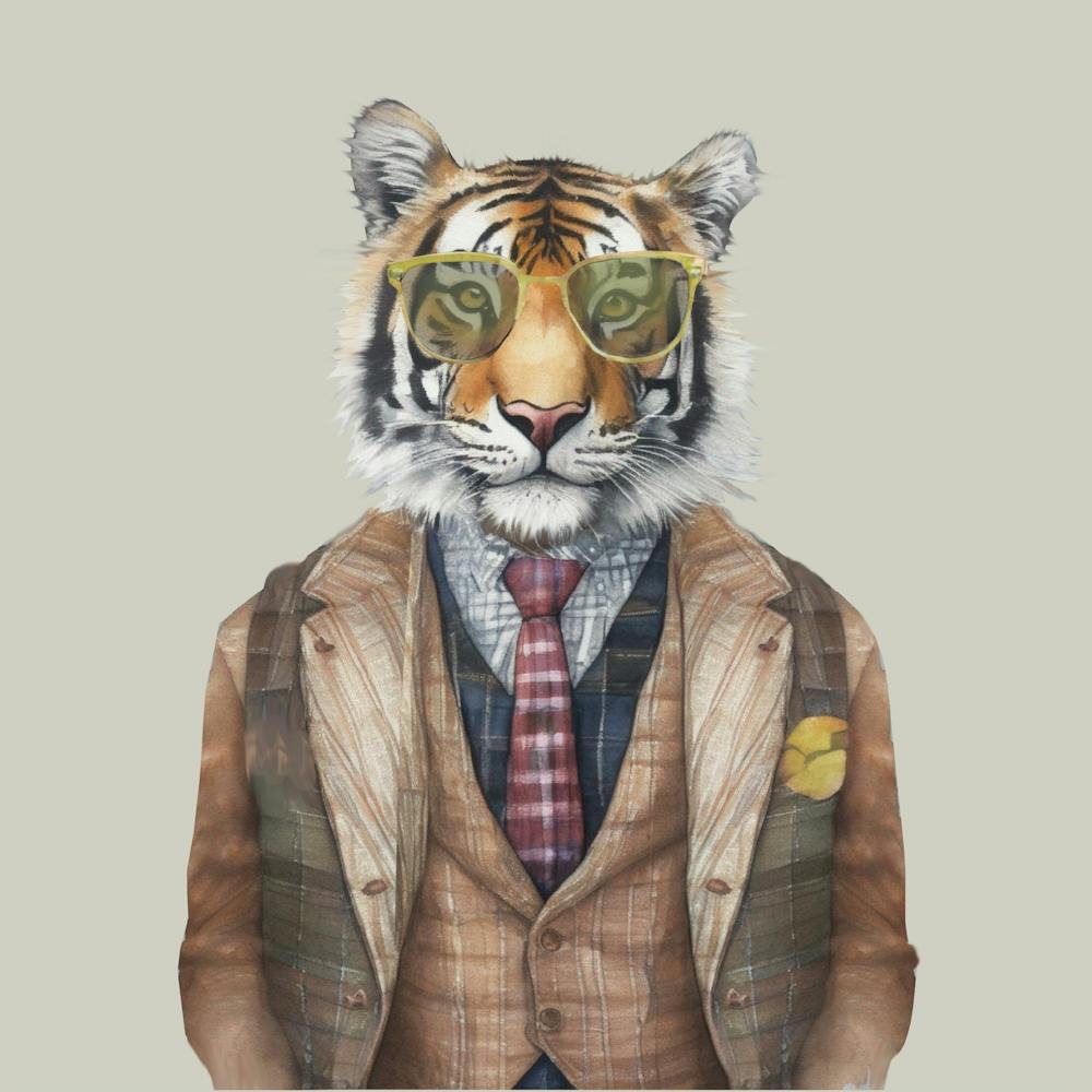 Watercolour Funky Tiger