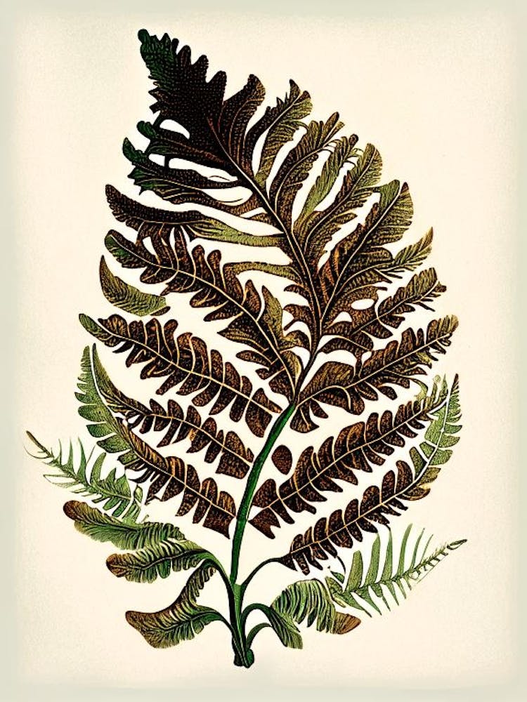Rusty Back Fern Vintage Botanical Poster
