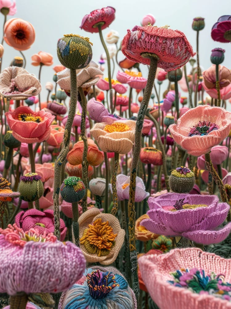 Poppies Knitted In Crochet 2