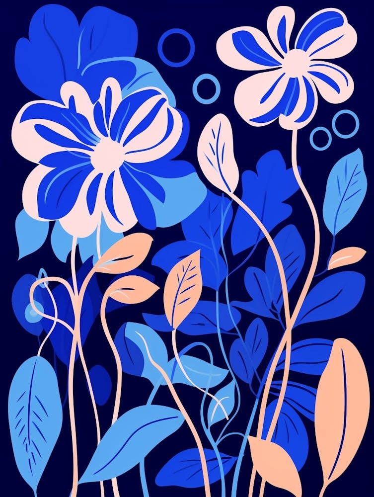 Blaue Blumenillustration Geißblatt 2