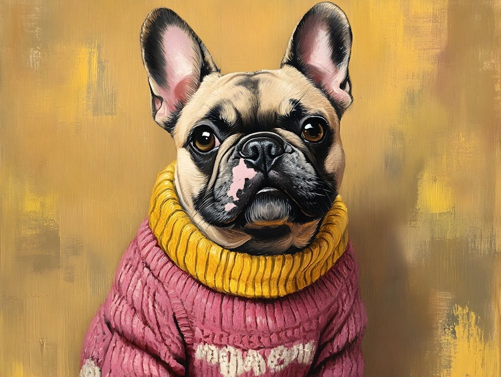 Frenchie In Pink And Yellow 2