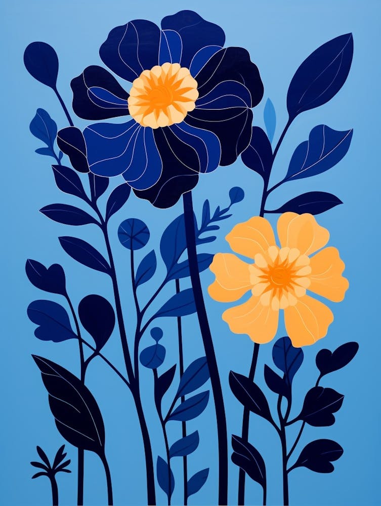 Blue Flower Illustration Marigold
