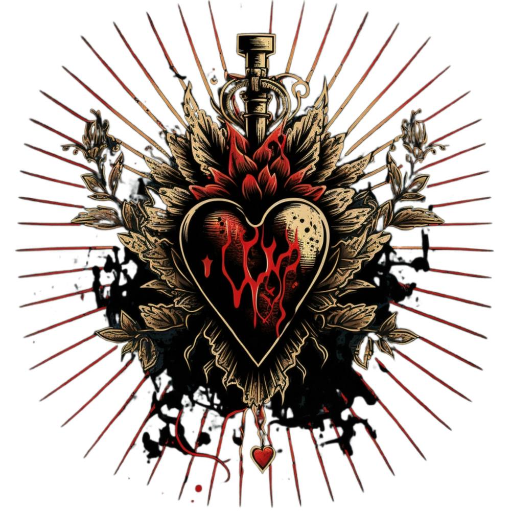 Sacred Heart Tattoo Style Art