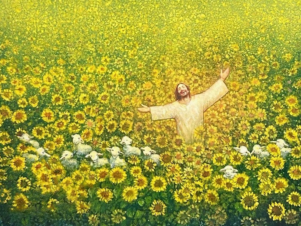 Divine Happiness, Christian Wall Art, Jesus Christ Wall Art, Jesus Canvas Art, Lds Wall Art, Jesus Painting, Jesus Christ And The Lamb Art