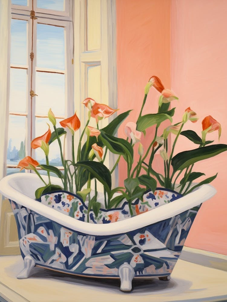 A Bathtube Full Of Calla Lily In A Bathroom 2