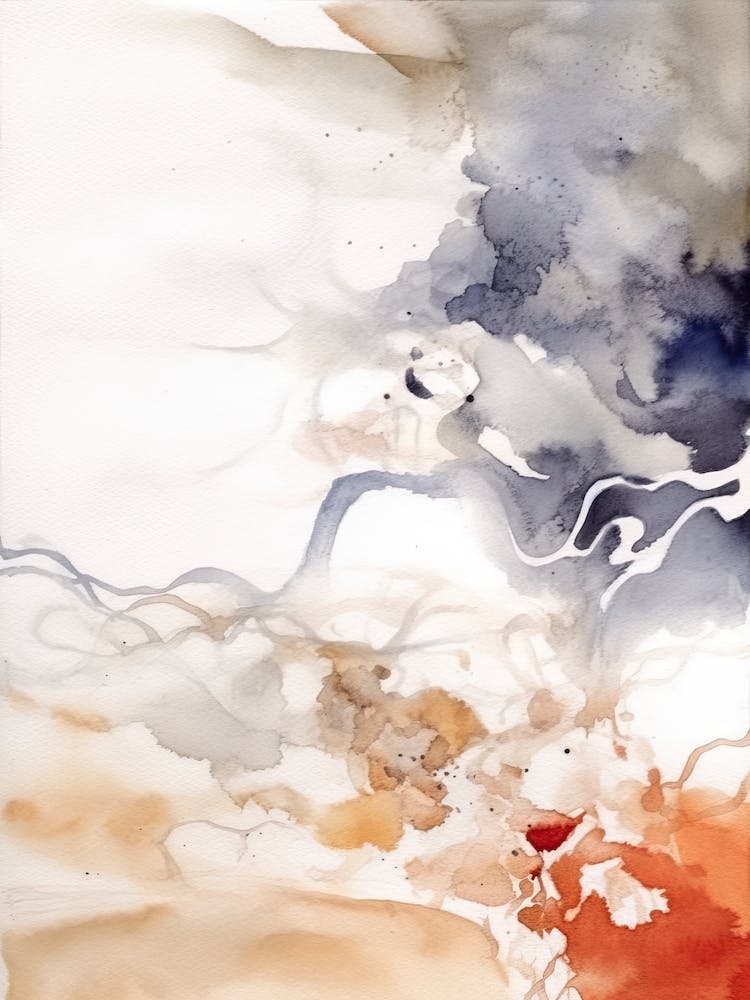 Watercolour Abstract White And Orange 4