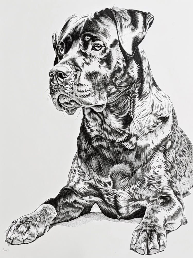 Rottweiler Dog Line Sketch2