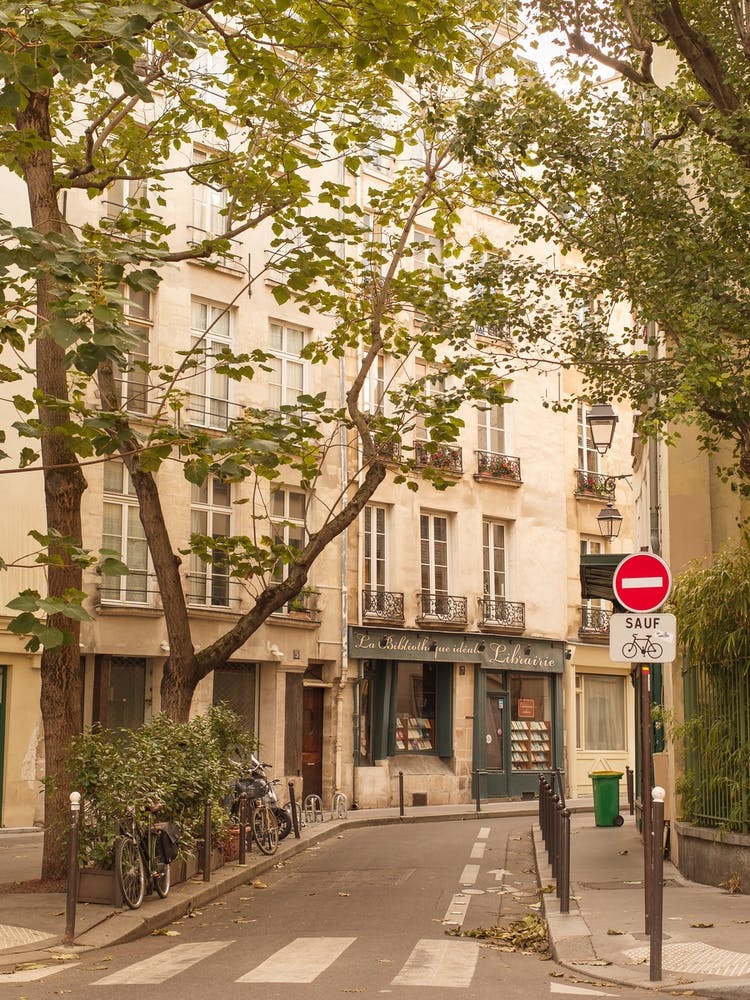 Lovely Paris Street With A Bookshop