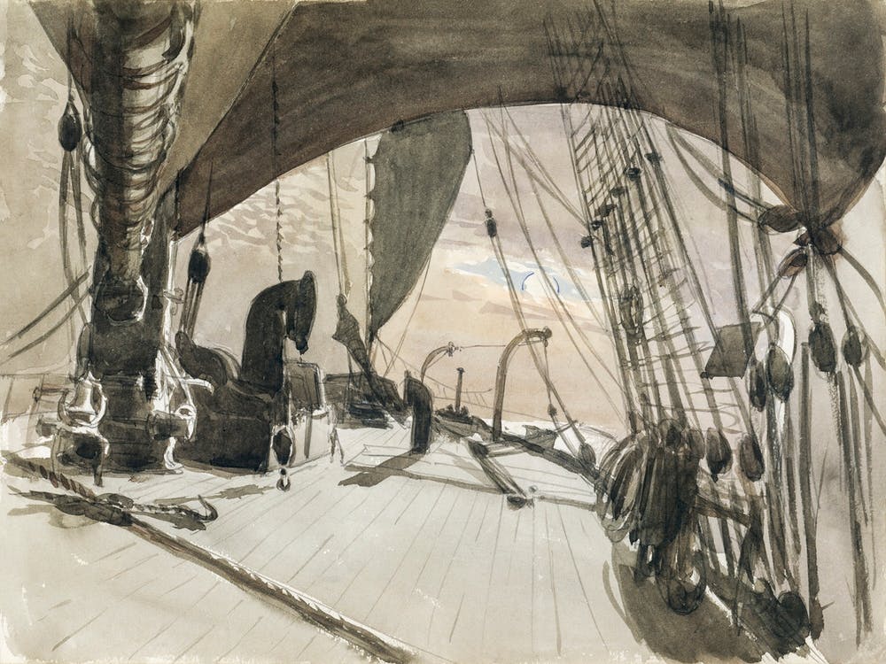 Deck Of Ship In Moonlight From Scrapbook (1876), John Singer Sargent