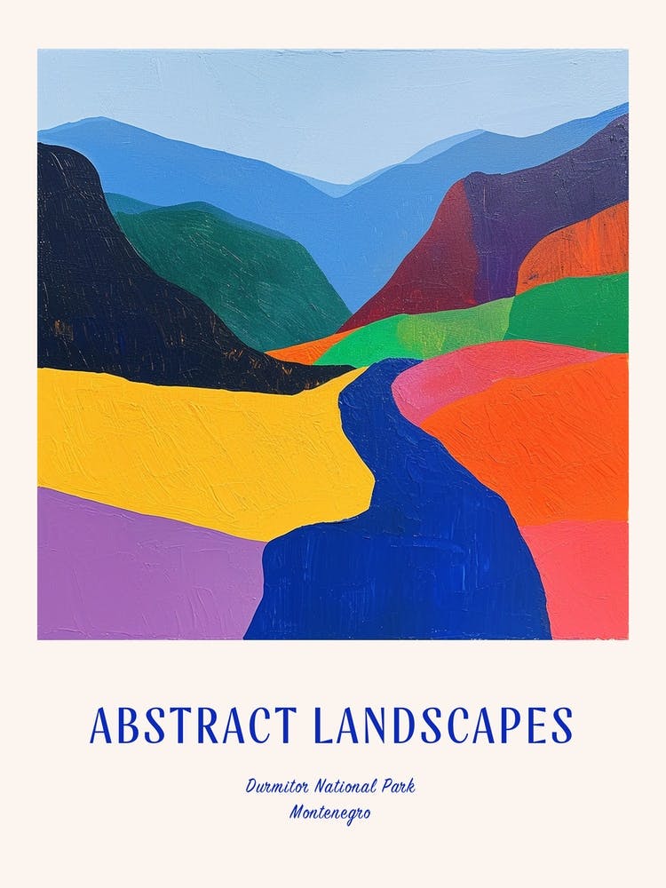 Colourful Abstract Durmitor National Park Montenegro 2 Poster Blue