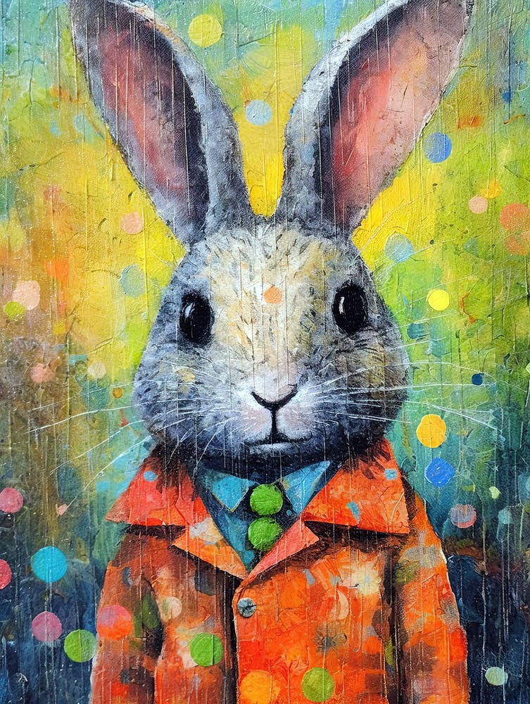 Cute Rabbit In Polka Dots