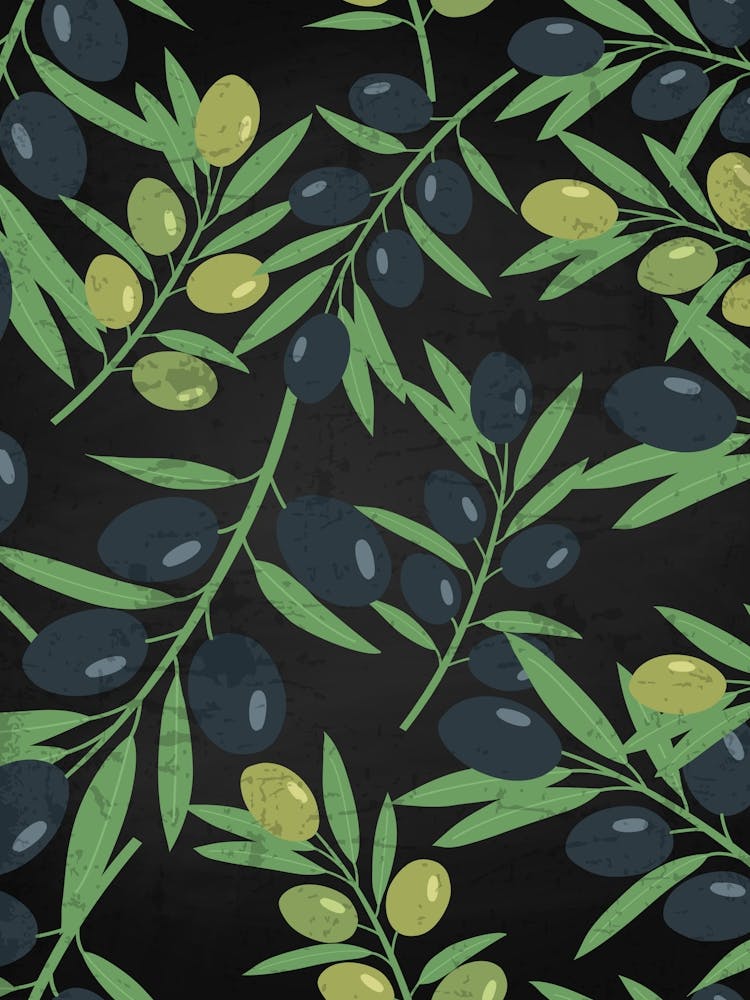 Olives Seamless Pattern Vector - olives poster, kitchen wall art 4