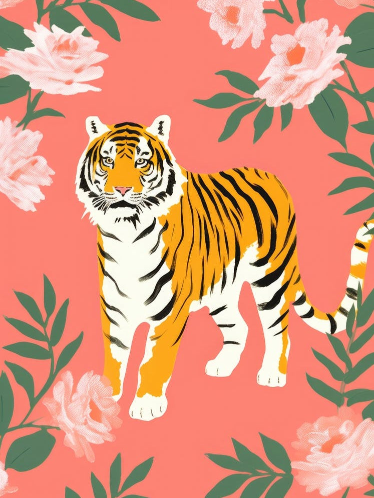 Tiger On Pink Background