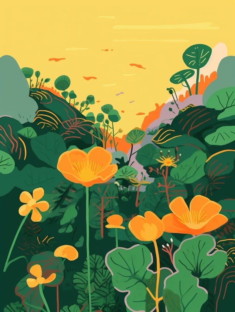 Boho Wildflower Painting Marsh Marigold 3