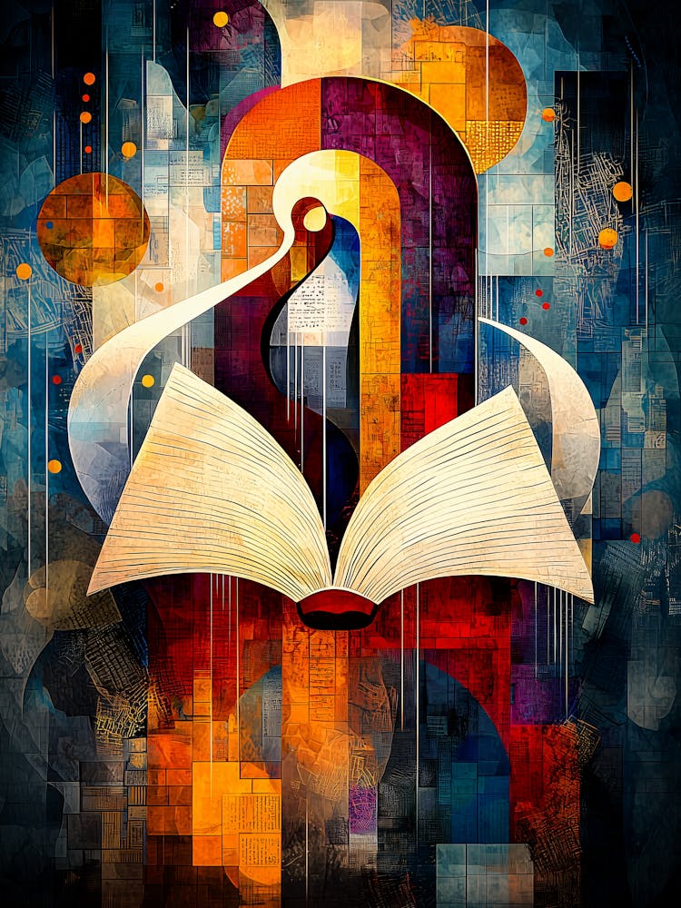 Abstract Book Art Geometric Design For Readers Poster
