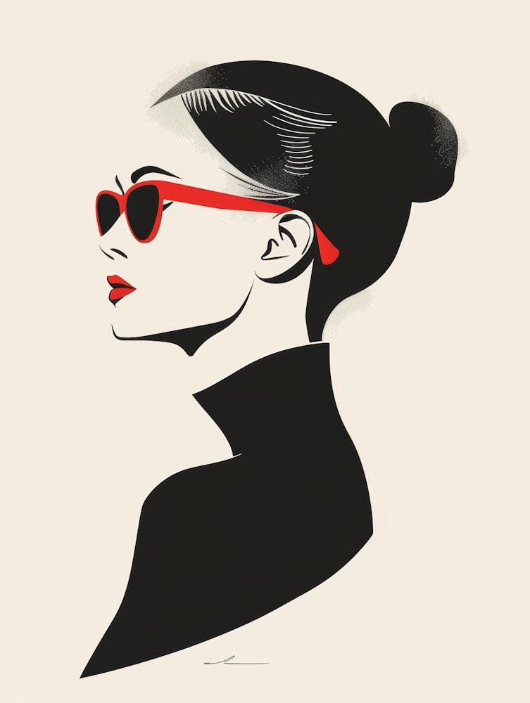 Femme aux Lunettes Rouges 6145