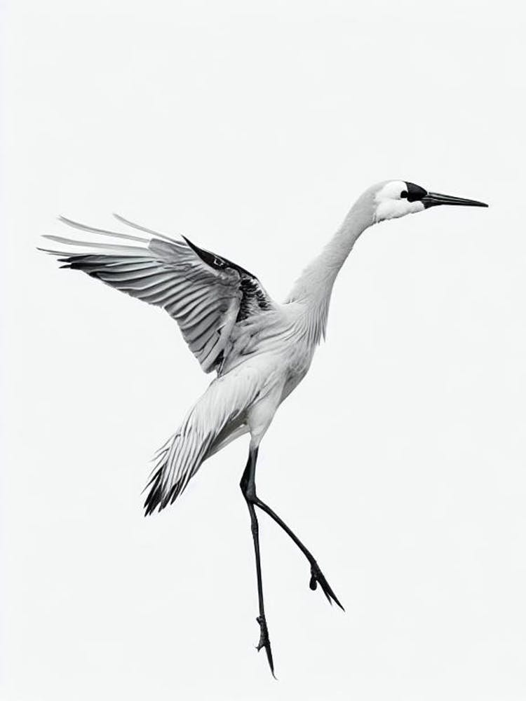 Crane B&W Pencil Drawing 1 Bird