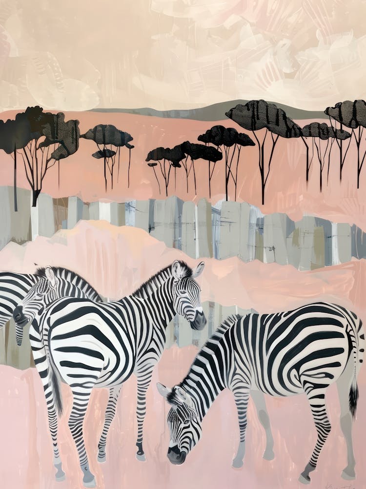 Zebras Pastels Jungle Illustration 2