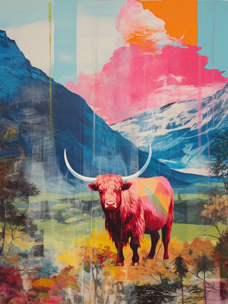 Highland Cow In The Glen Screen Print Inspired 4