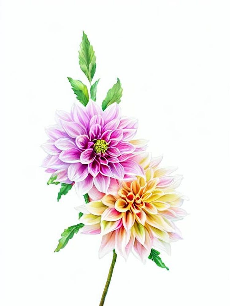 Dahlia Watercolour Flower