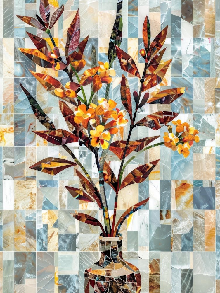 Mosaic Flowers In A Vase