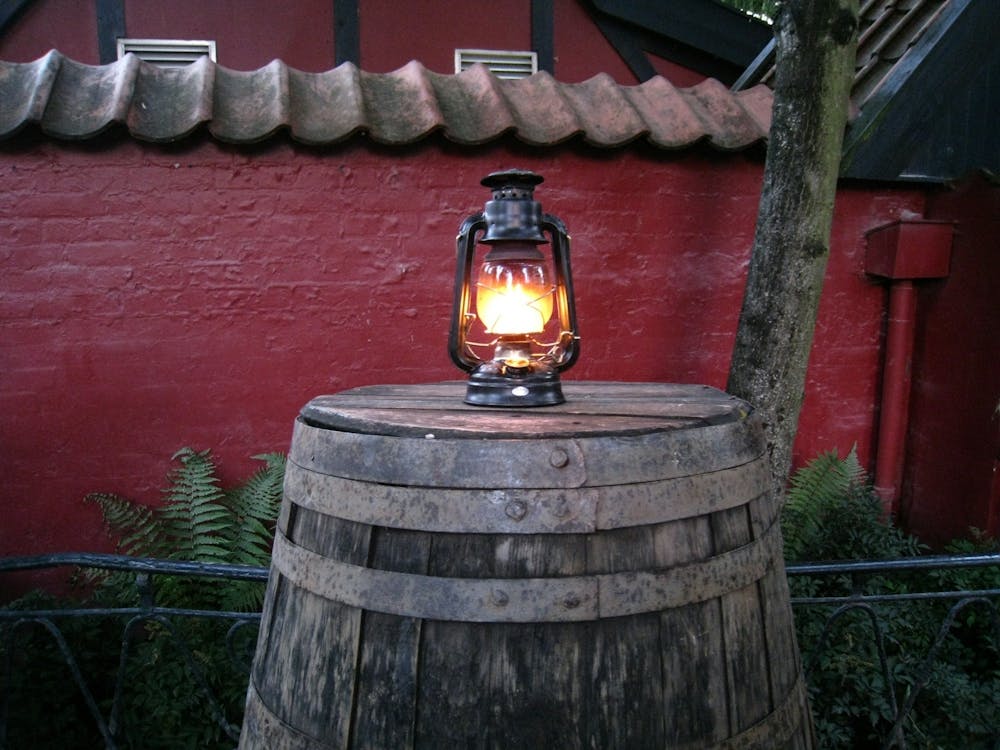 Lantern On A Barrel