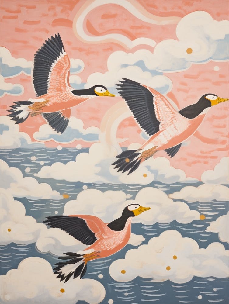 Vintage Japanese Inspired Bird Print Duck 3