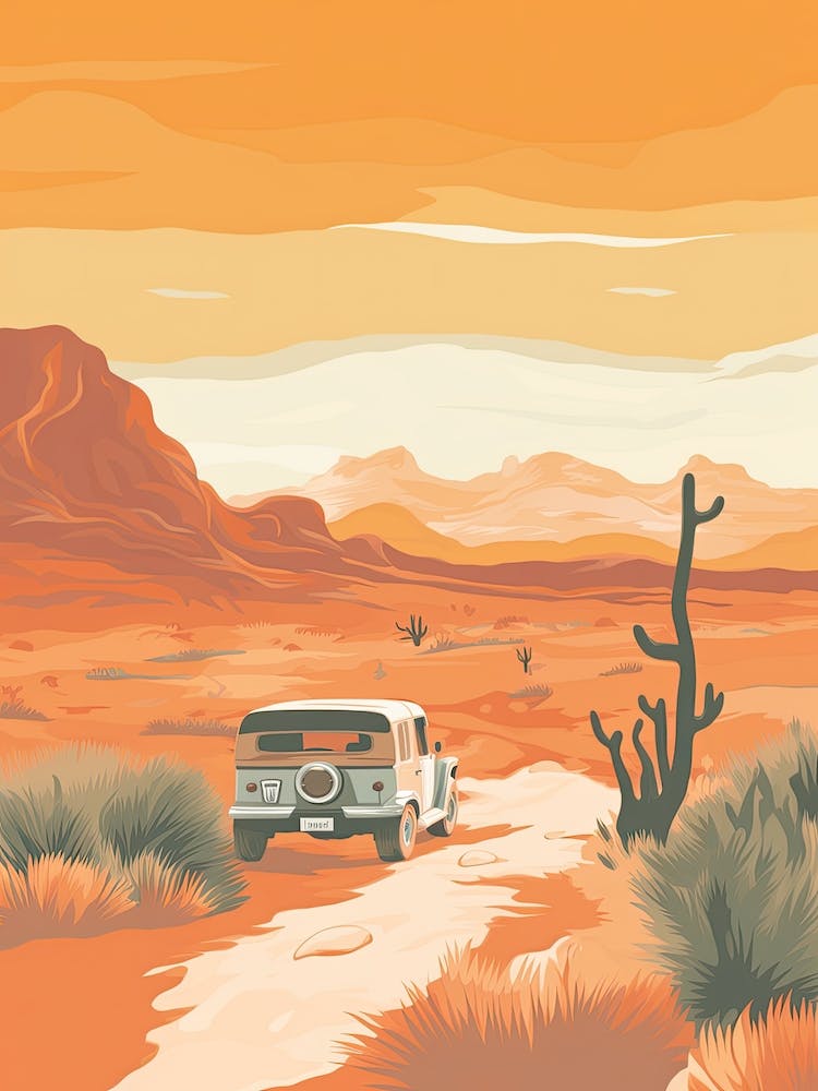 Vintage Car In The Desert 2