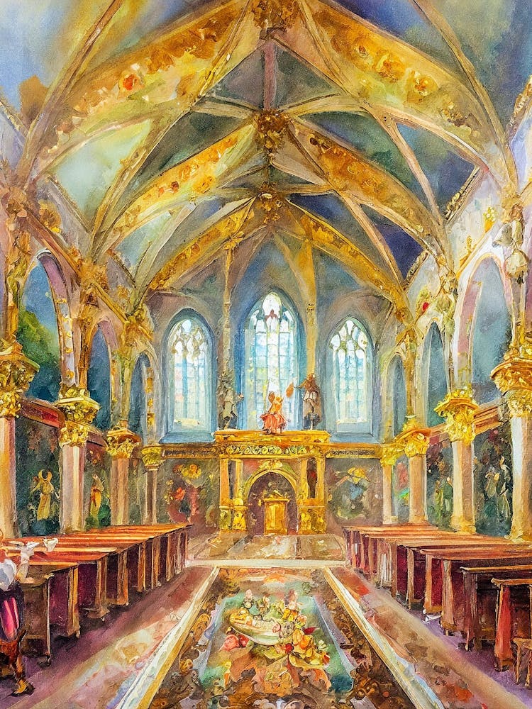 Opulent Banquet Hall From The Medieval Era