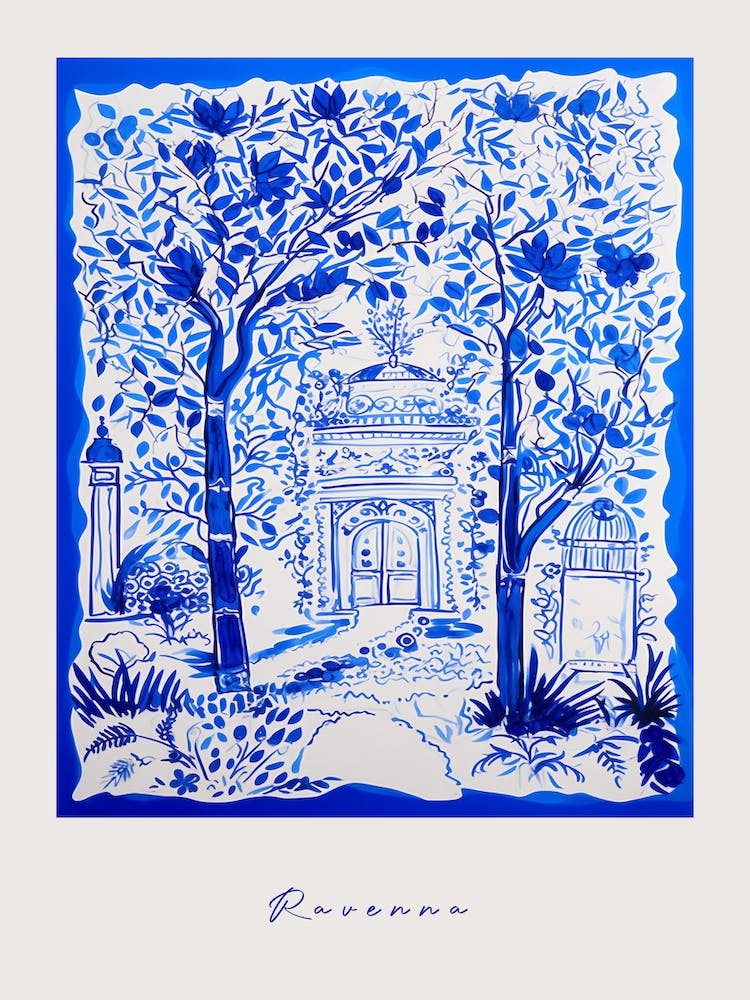Ravenna 2 Italy Blue Drawing Poster