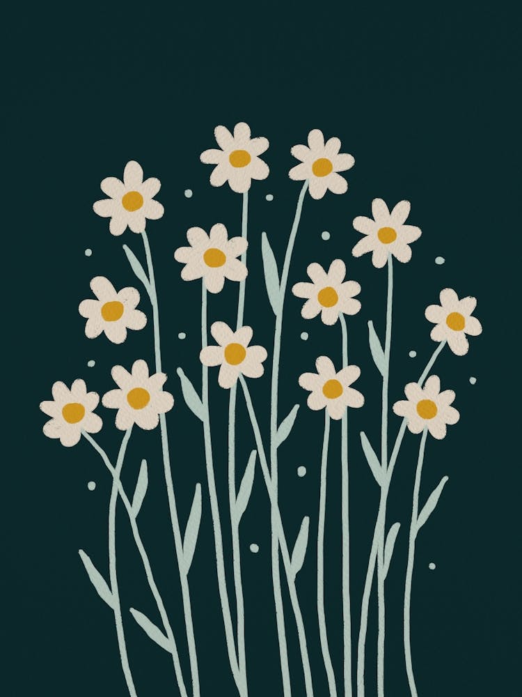 Simple Daisies Dark Green