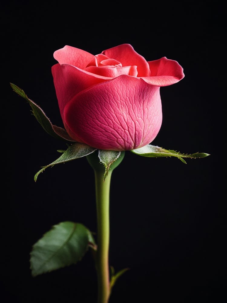 Pink Rose Isolated On Black Background 11