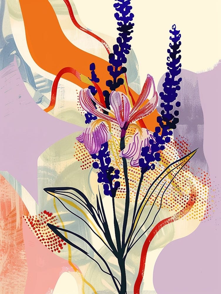 Farbenfrohe Blumenillustration Lavendel 1