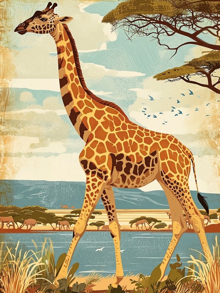 Storybook Style Illustration Of A Giraffe 2