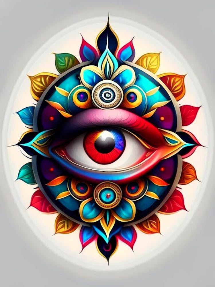 Dharma Wheel, Symbol, Third Eye Tattoo 3