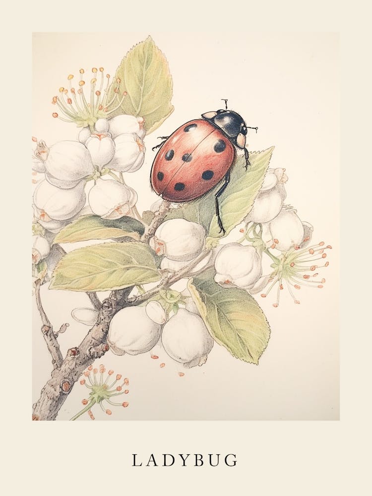 Beatrix Potter Inspired  Animal Watercolour Ladybug 1