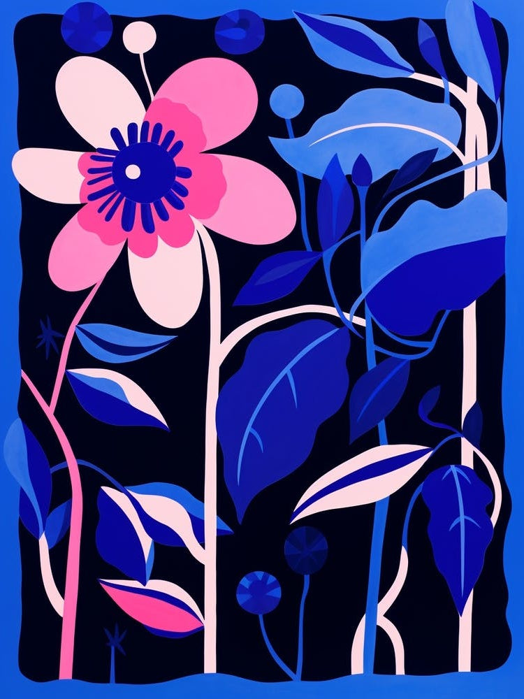 Blue Flower Illustration Fuchsia 3