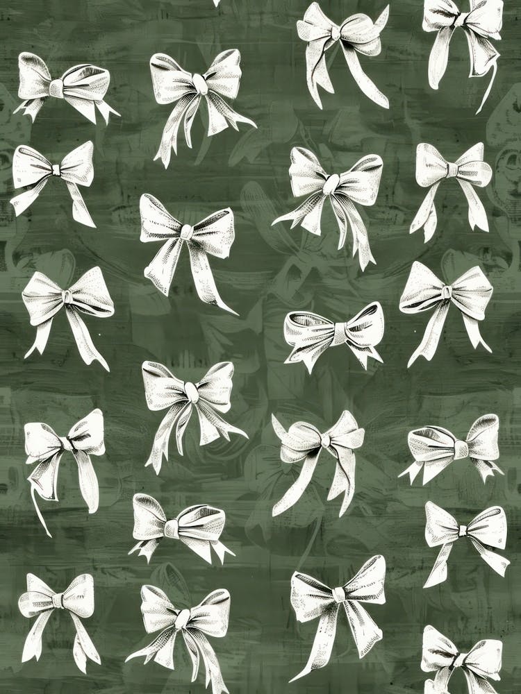 Green And White Bows 3 Pattern