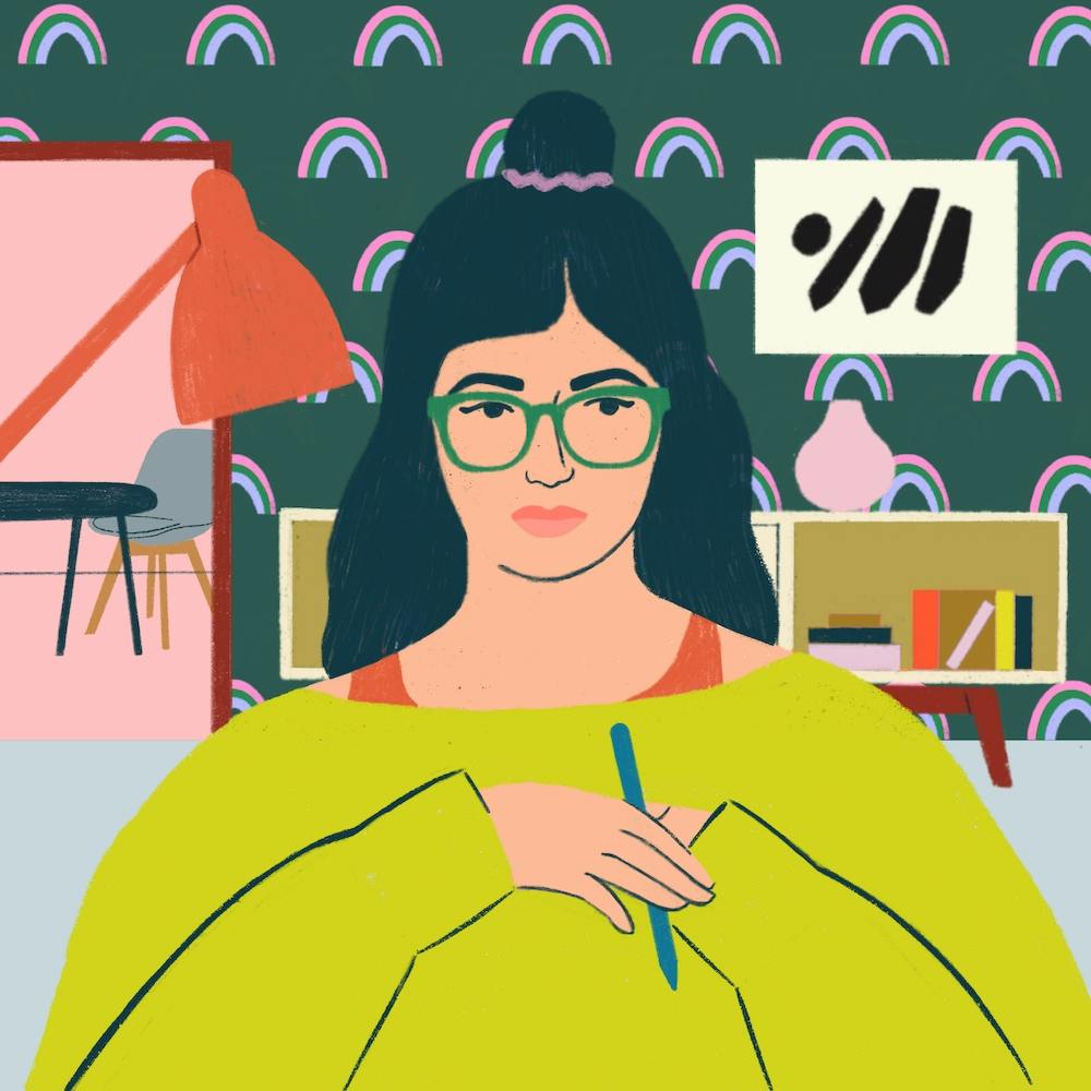 Girl With Pencil Square