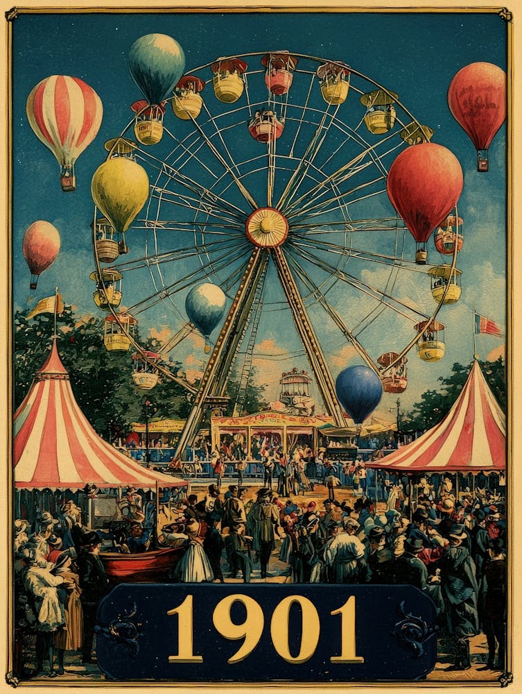 Aihrgdesign A Nostalgic Poster Of A 1901 Fairground With A Fe 175c30fc 4de8 4f74 95ae 83af8aee6ec5 0