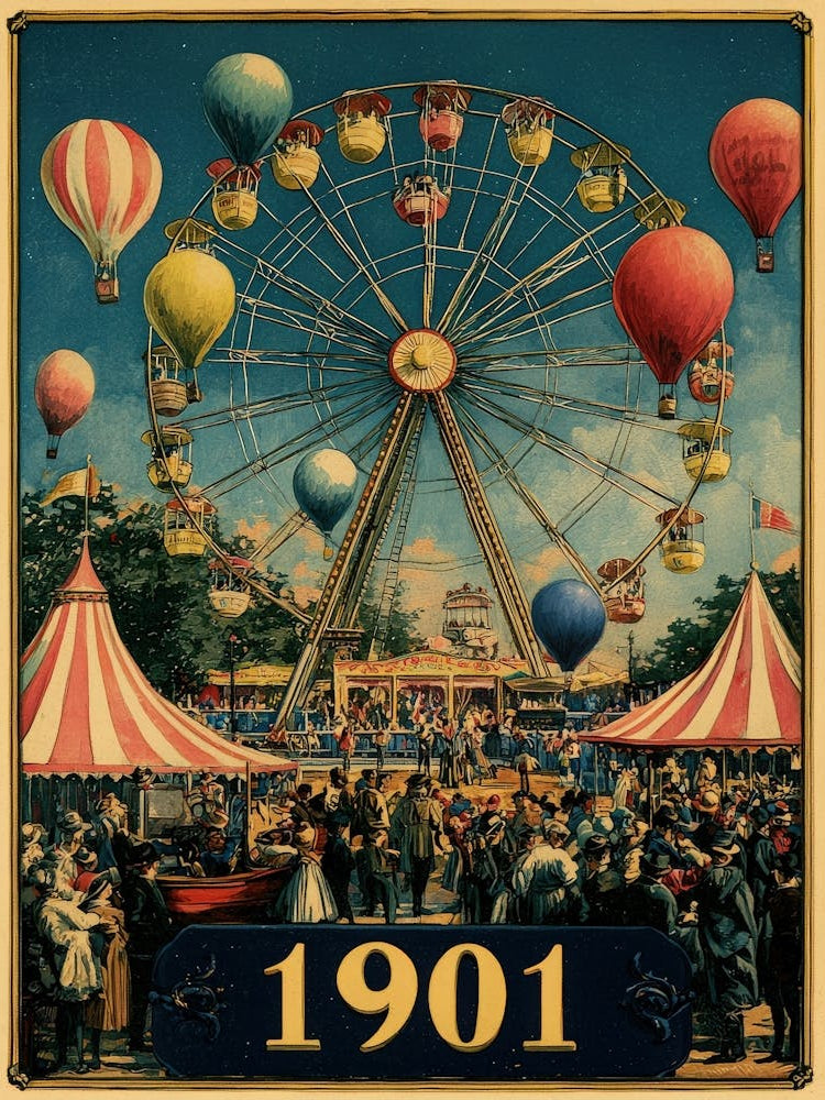 Aihrgdesign A Nostalgic Poster Of A 1901 Fairground With A Fe 175c30fc 4de8 4f74 95ae 83af8aee6ec5 0