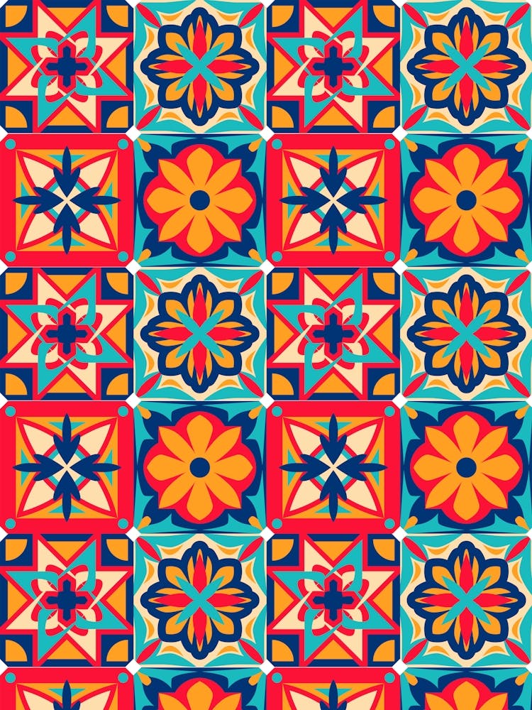 Azulejo - vector tiles, Portuguese tiles, Mexican Tile Pattern
