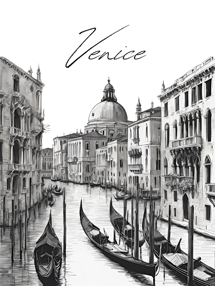 Venice Canals, Minimalistic City Illustration