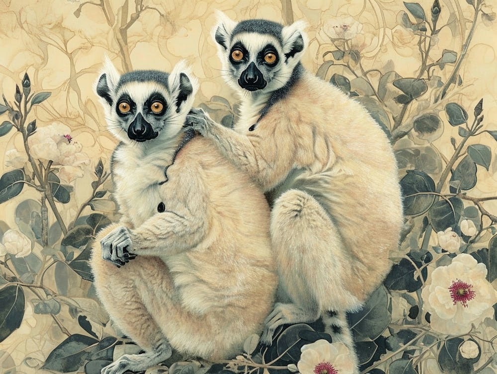 Floral Animal Illustration Lemur 3
