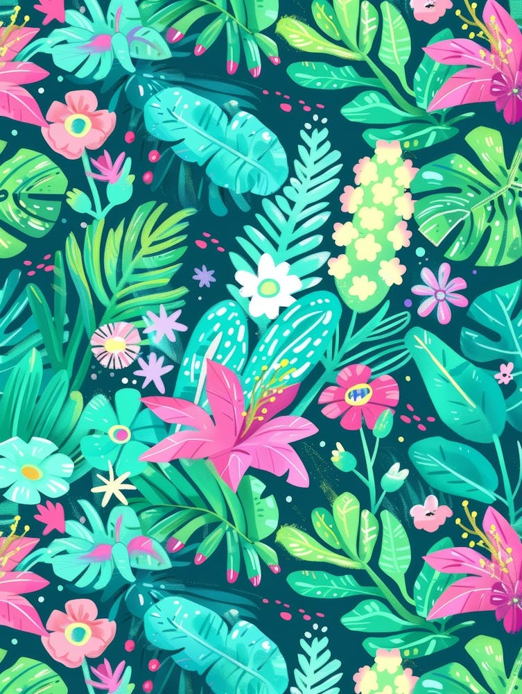Tropical Leaves And Flowers 7